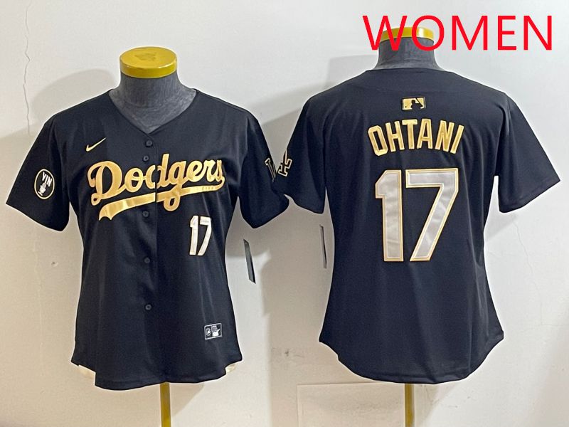 Women Los Angeles Dodgers #17 Ohtani Black Gold Nike 2025 MLB Jersey style 42811->women mlb jersey->Women Jersey